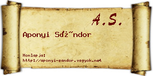Aponyi Sándor névjegykártya